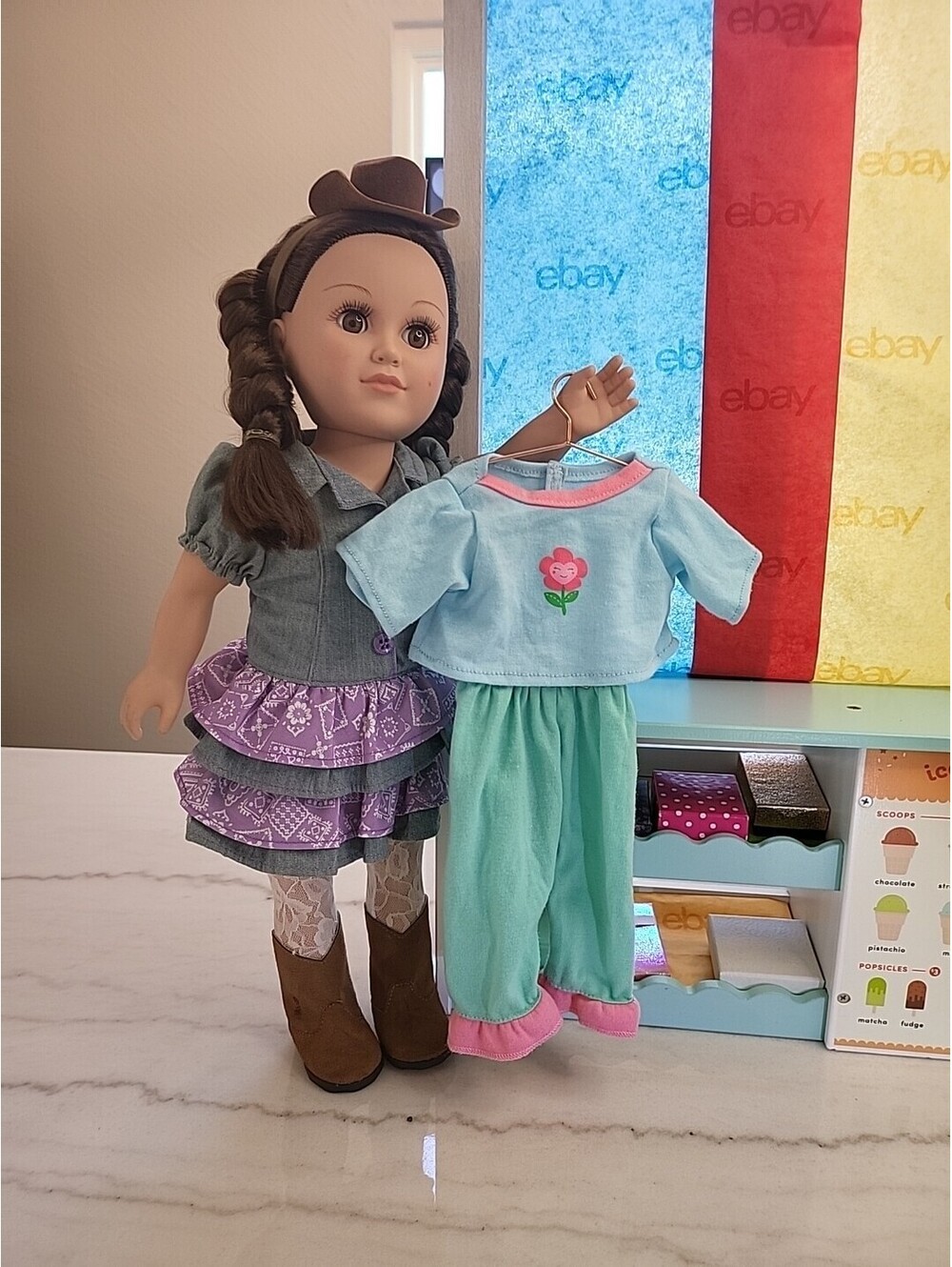 18” Doll Clothing 2 Pc Set Fits/w OG Battat American Girl EUC Clean Pajamas A3